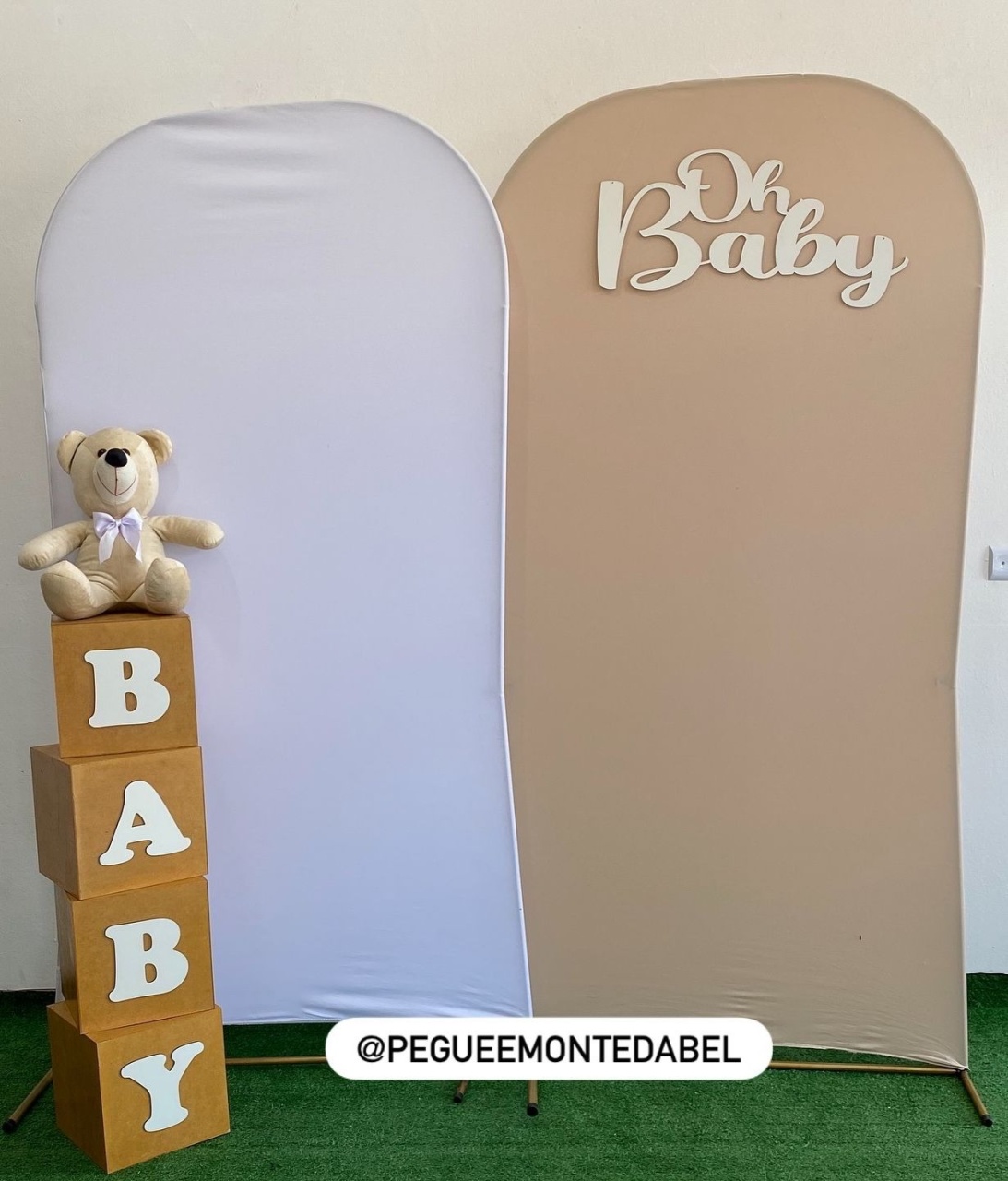 Chá de Bebê Bege E Branco - PEGUEEMONTEDABEL