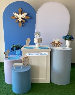 Batizado Menino Azul E Branco  - PEGUEEMONTEDABEL