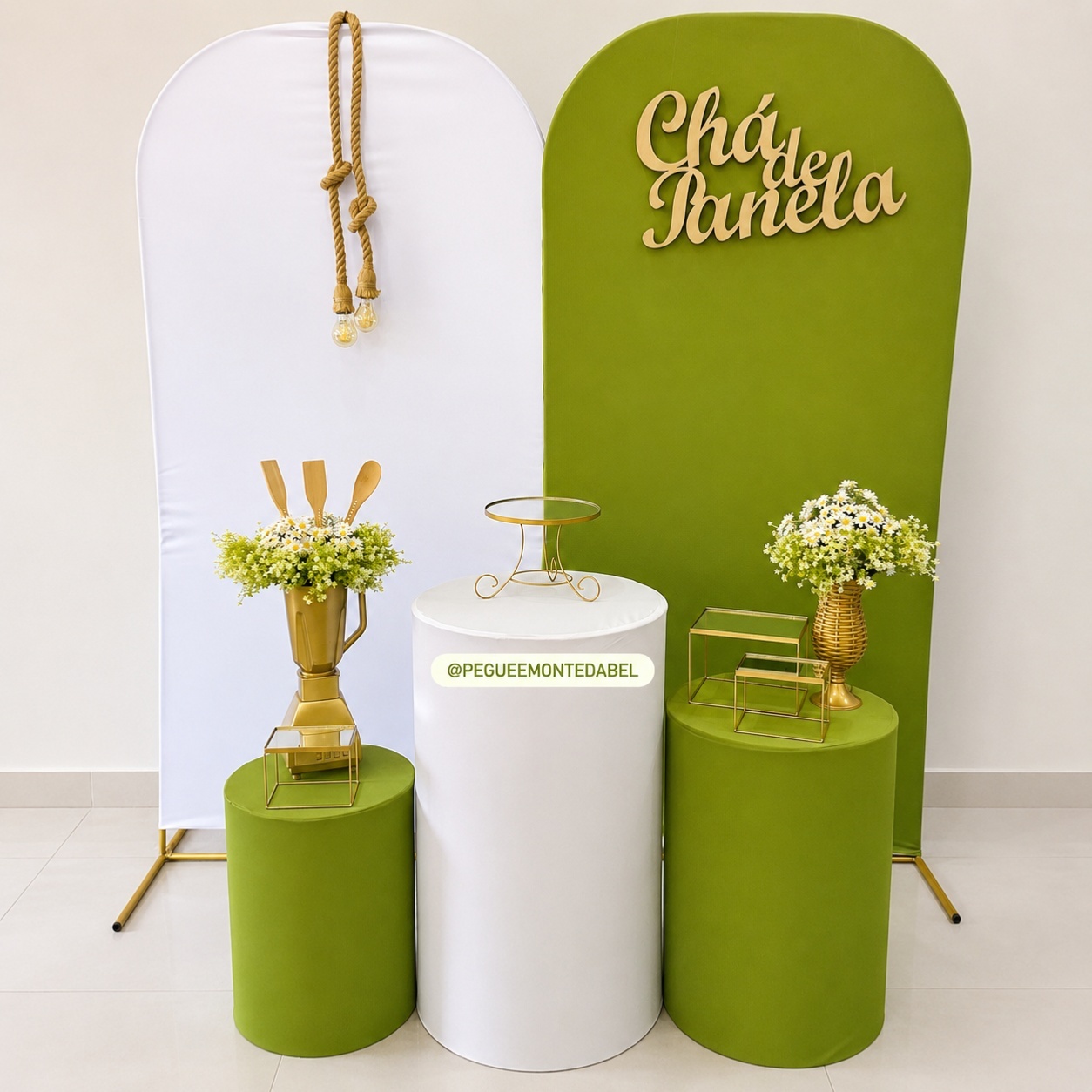 Chá de Panela Verde Pistache E Branco - PEGUEEMONTEDABEL