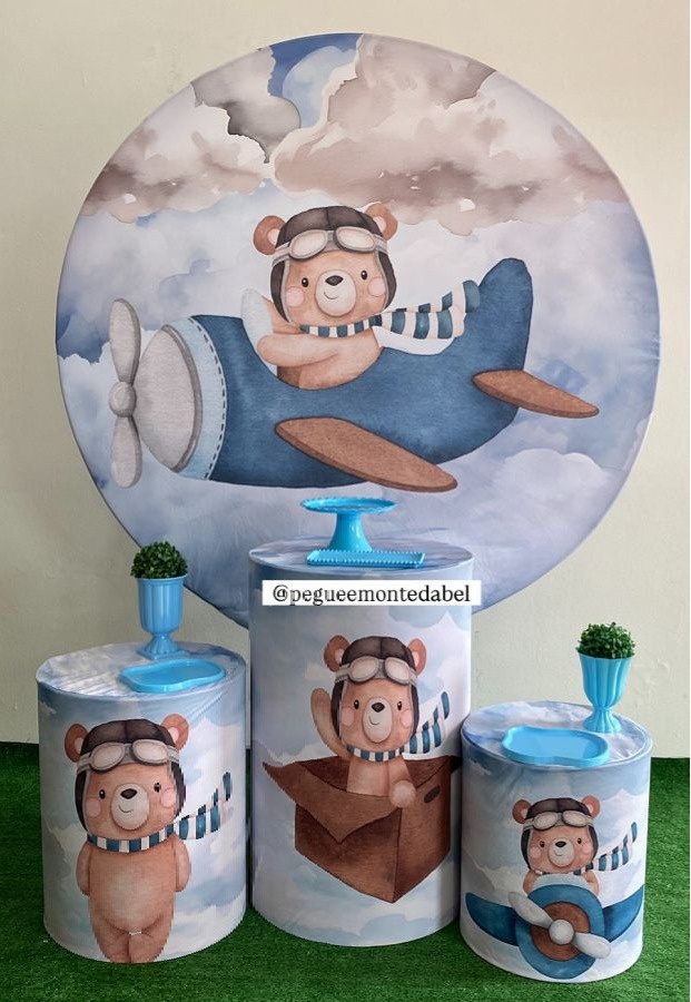 Chá de Bebê Urso Aviador  - PEGUEEMONTEDABEL
