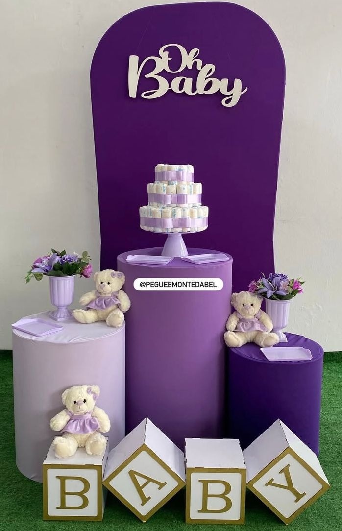Chá de Bebê Menina Lilas  - PEGUEEMONTEDABEL