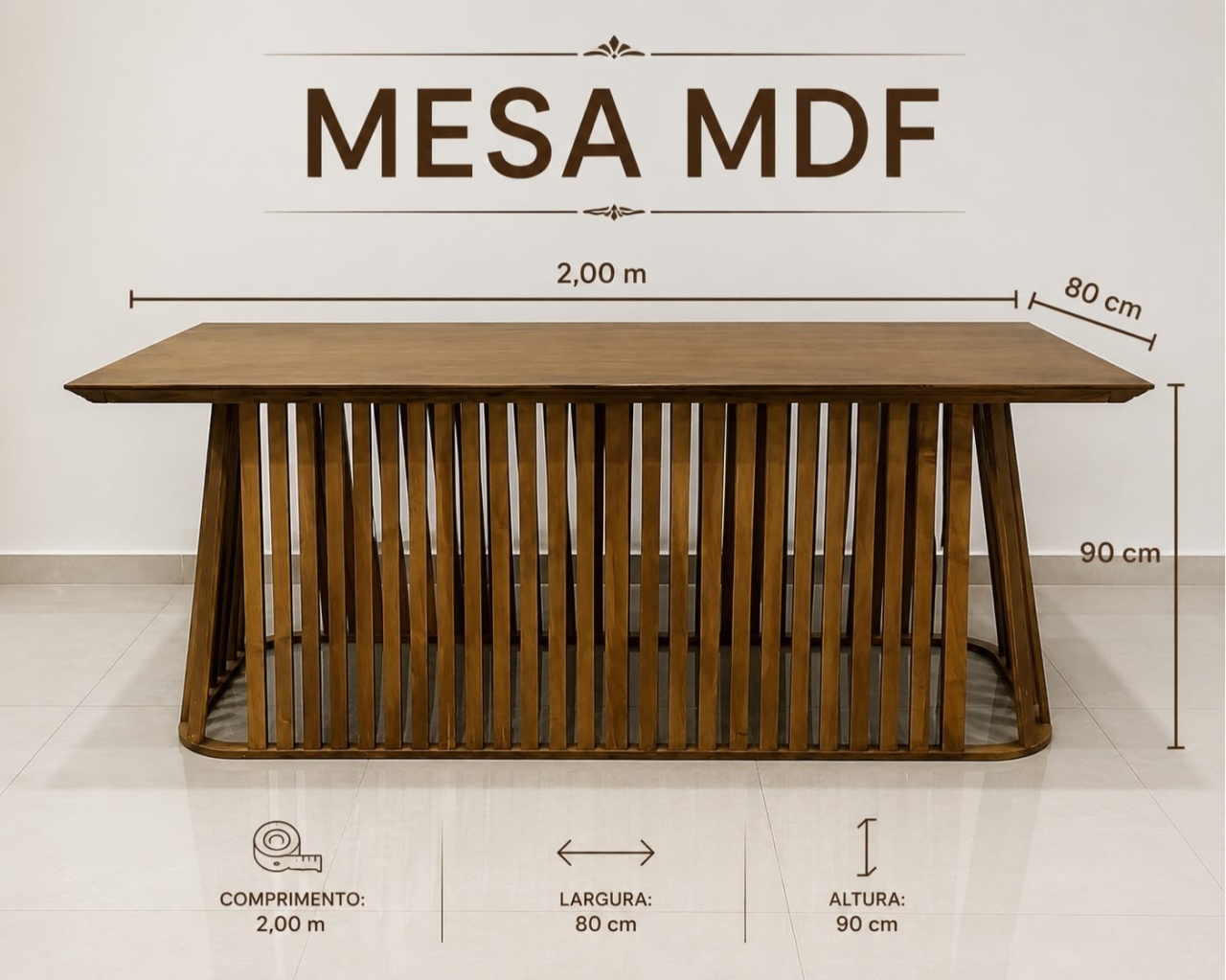 Mesa Ripada Grande Mdf - PEGUEEMONTEDABEL