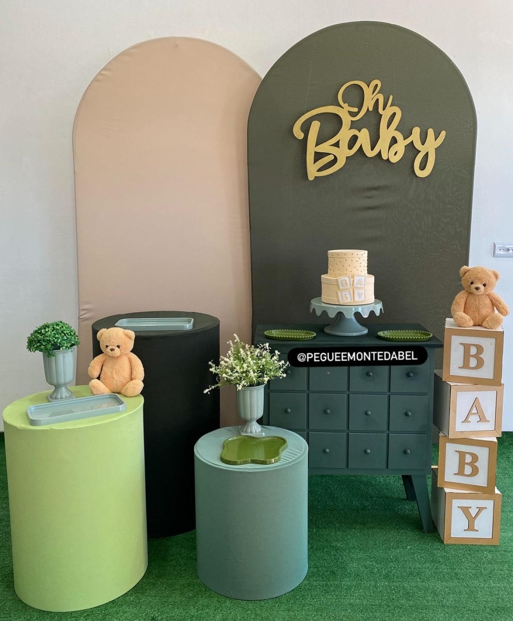 Chá de Bebê Verde E Bege - PEGUEEMONTEDABEL