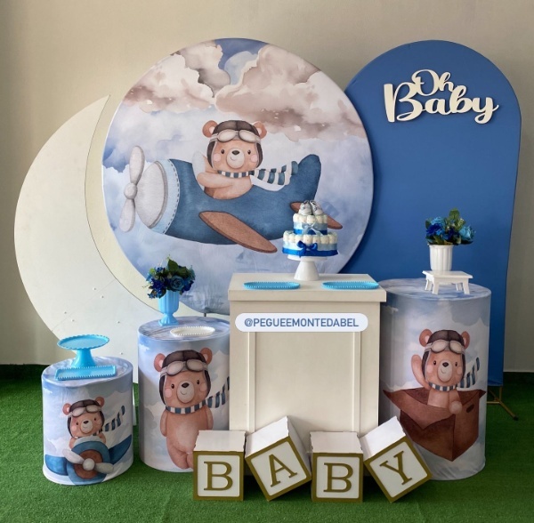 Chá de Bebê Urso Aviador  - PEGUEEMONTEDABEL