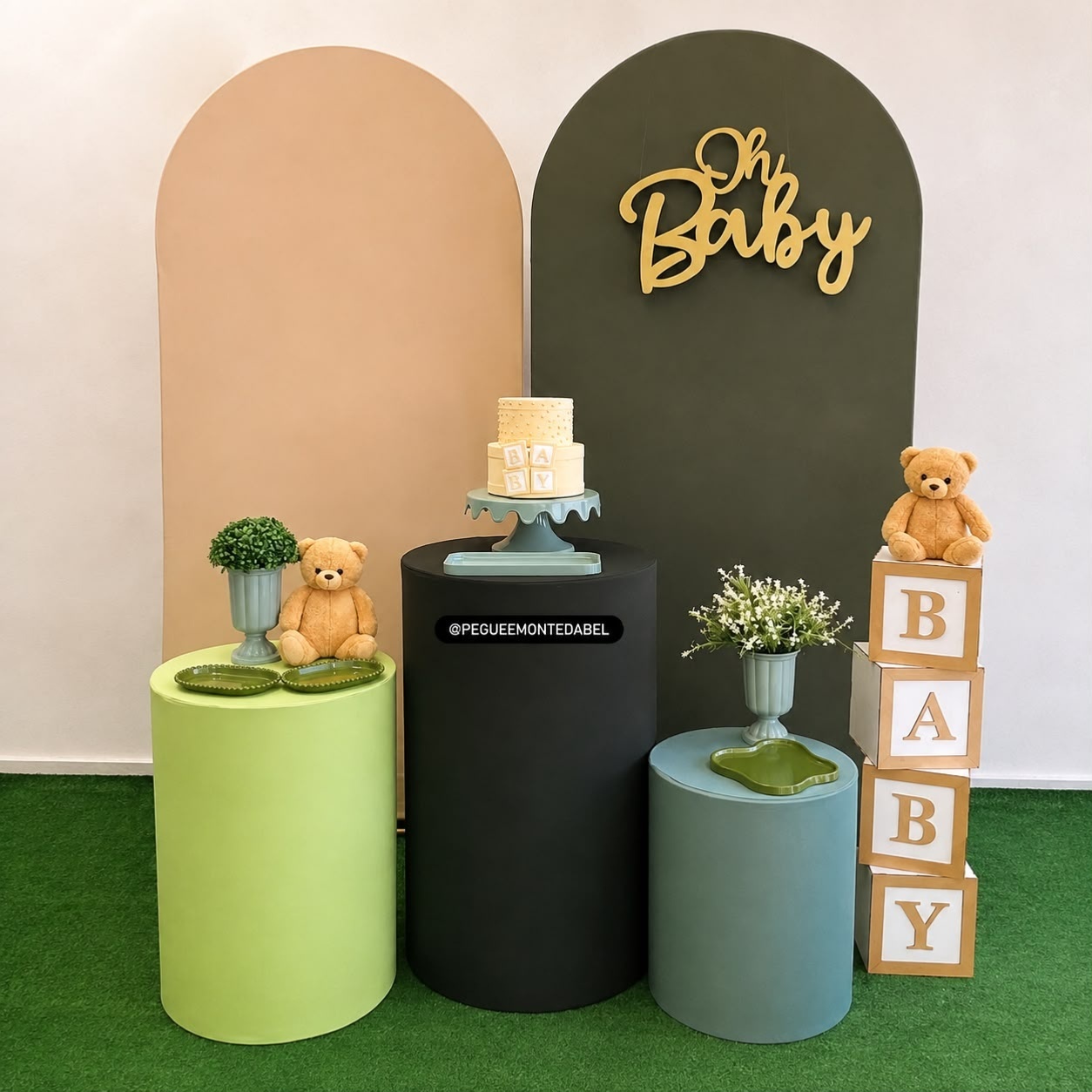 Chá de Bebê Verde E Bege  - PEGUEEMONTEDABEL