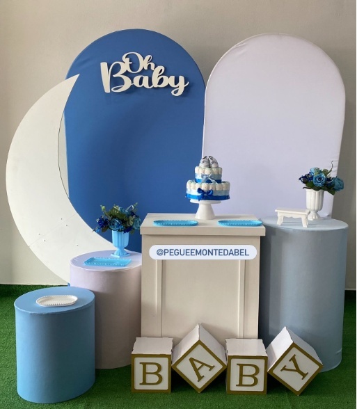 Chá de Bebê Azul E Branco  - PEGUEEMONTEDABEL