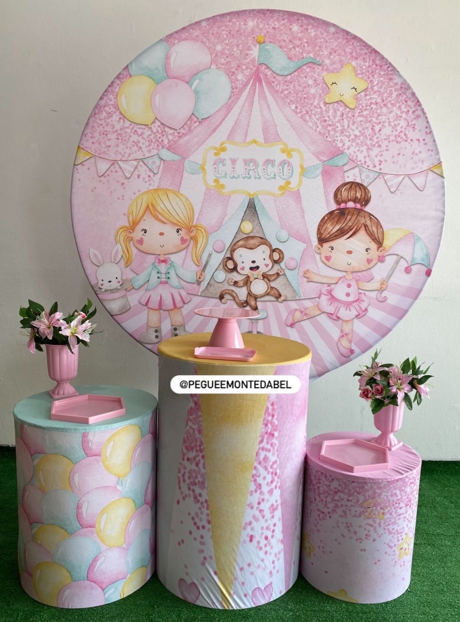 Tema Circo Rosa Kit 1  - PEGUEEMONTEDABEL