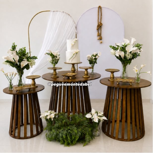 Mesa de Bolo Casamento Trio Ripado - PEGUEEMONTEDABEL