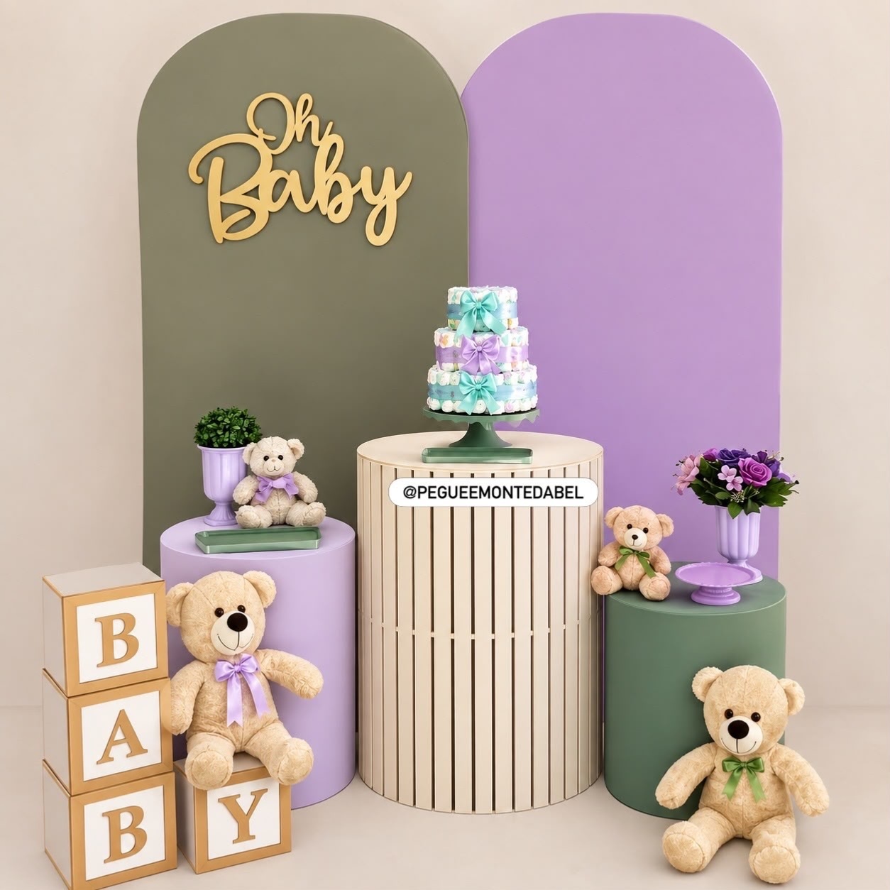 Chá Revelação Kit Verde E Lilas - PEGUEEMONTEDABEL
