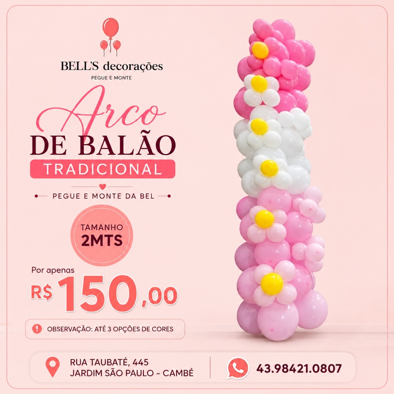 Arco de Balões Tradicional 2,00Mts - PEGUEEMONTEDABEL