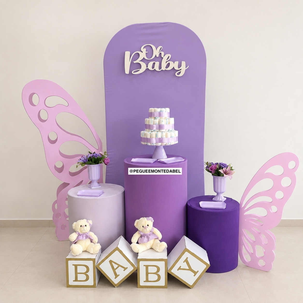 Chá de Bebê Menina Lilas - PEGUEEMONTEDABEL