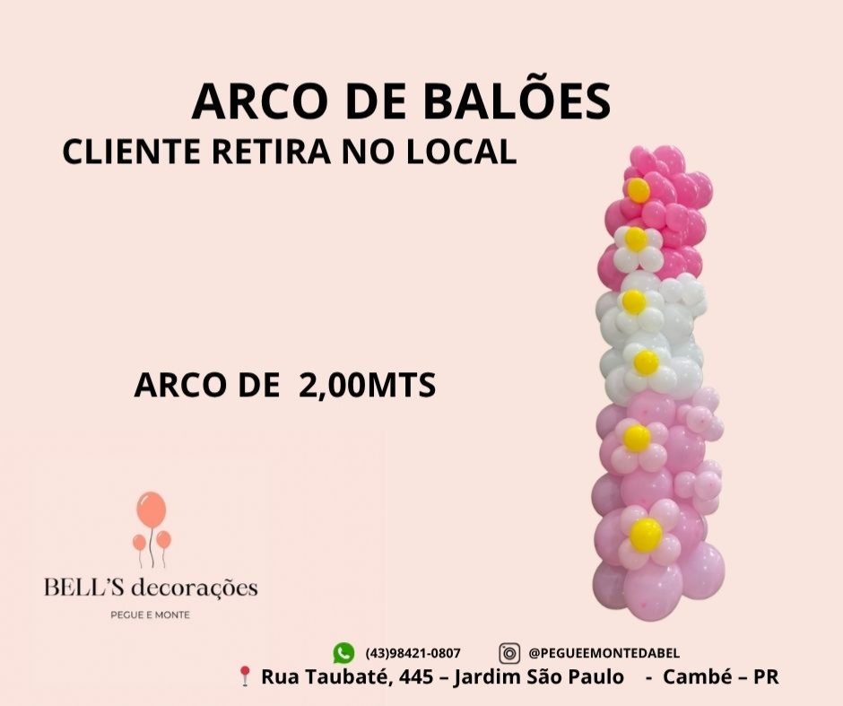 Arco De  Balões 2,00Mts  - PEGUEEMONTEDABEL