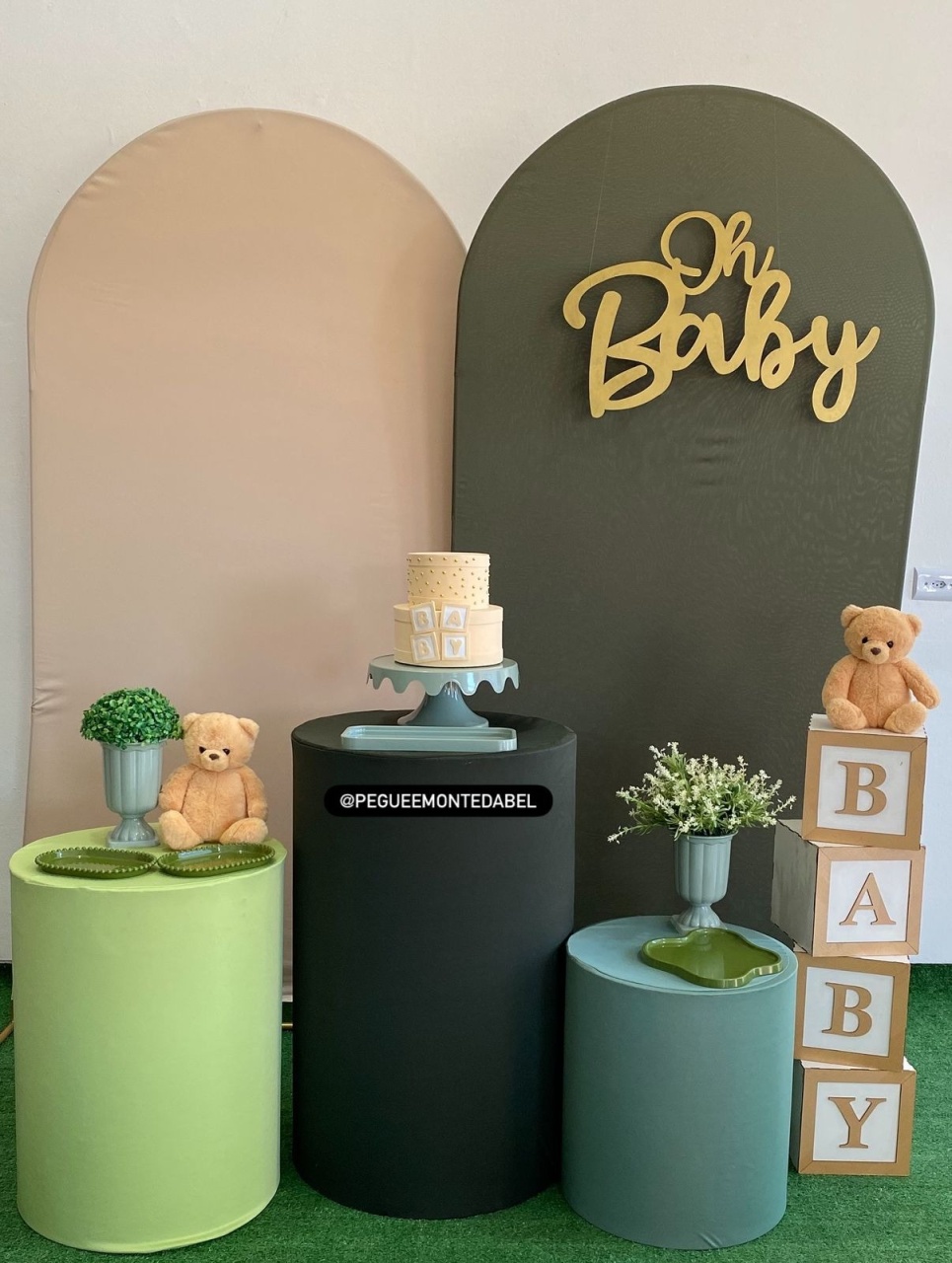 Chá de Bebê Verde E Bege  - PEGUEEMONTEDABEL