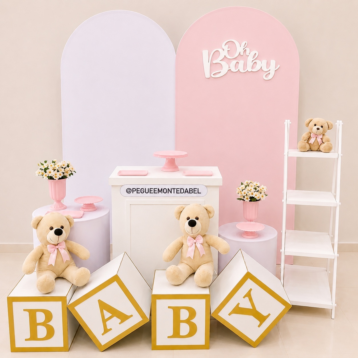 Chá de Bebê Menina Rosa - PEGUEEMONTEDABEL