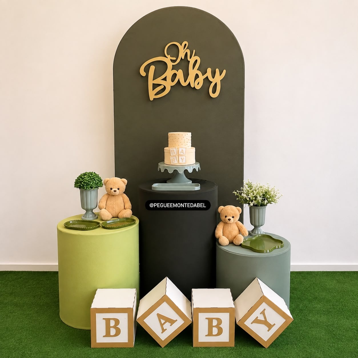 Chá de Bebê Verde E Bege  - PEGUEEMONTEDABEL