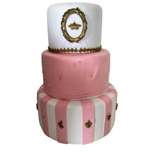 Bolo Fake Realeza Rosa - - Bolo Fake - maya.locacoes