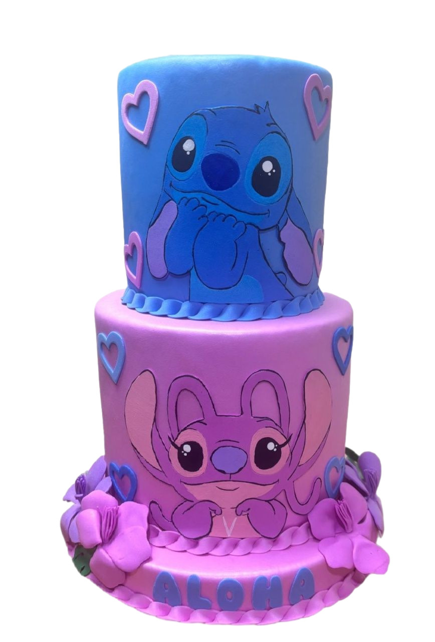Bolo Fake Stitch E Angel - maya.locacoes