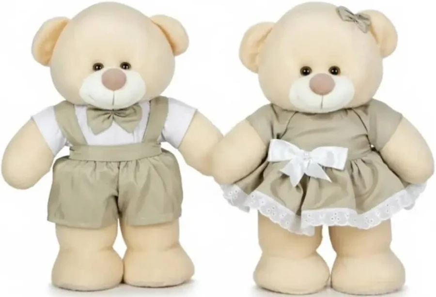 Casal de Urso Cha Revelaçao Caqui - Feltros E Bonecos - maya.locacoes