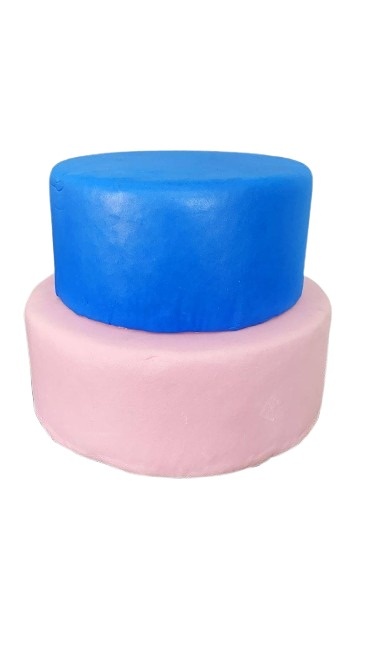 Bolo Fake Rosa E Azul - Bolo Fake - maya.locacoes