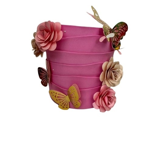 Bolo Fake Rosa - Borboletas - Bolo Fake - maya.locacoes