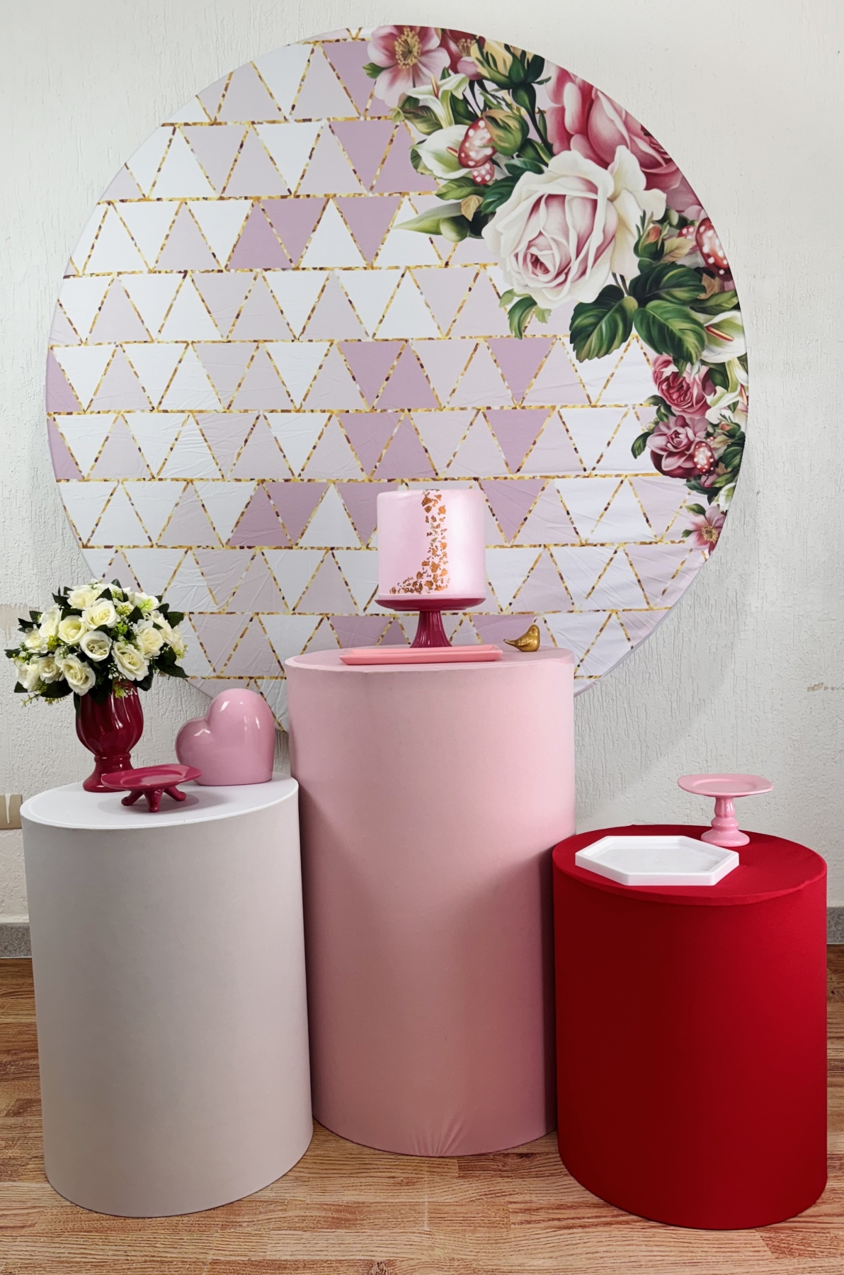 Kit Pegue E Monte Floral Rosa - Prata - maya.locacoes