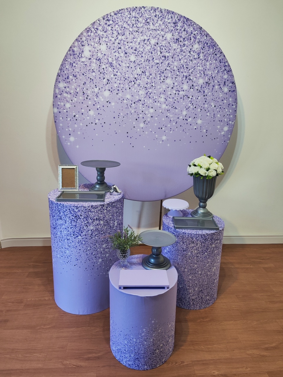 Gliter Lilas Prata - Gi Festas  Pegue e Monte