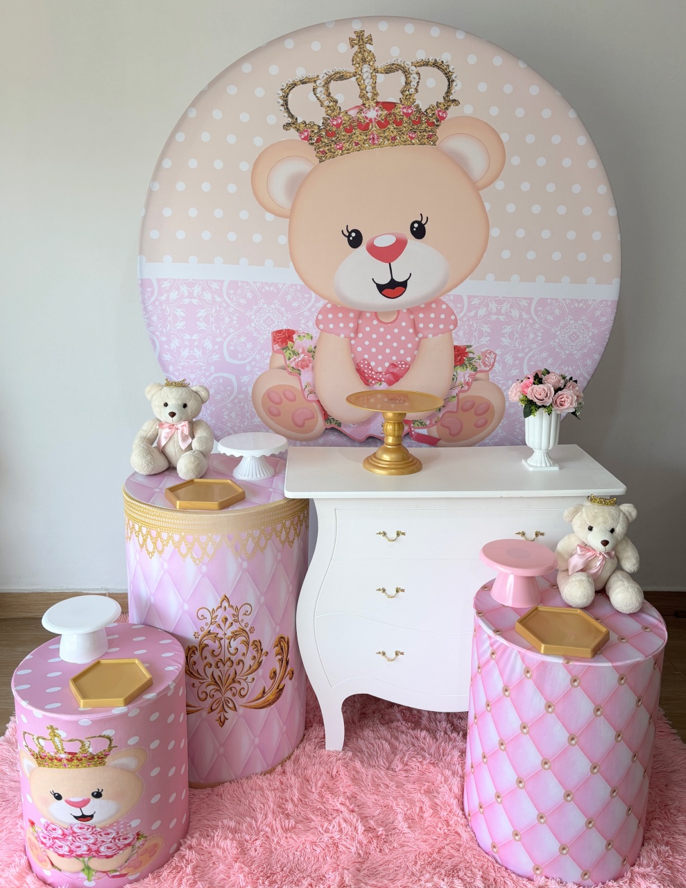Ursa Realeza Com Cômoda - Gi Festas  Pegue e Monte