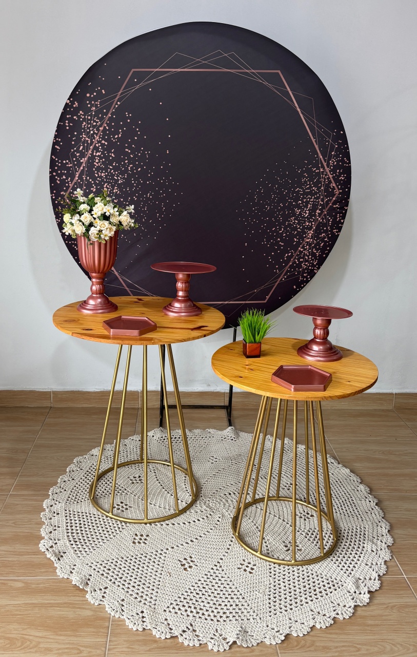 Gliter Rose Com Mesas Redondas - Gi Festas  Pegue e Monte