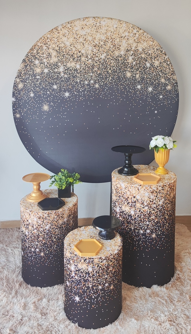 Gliter Preto E Dourado - Gi Festas  Pegue e Monte