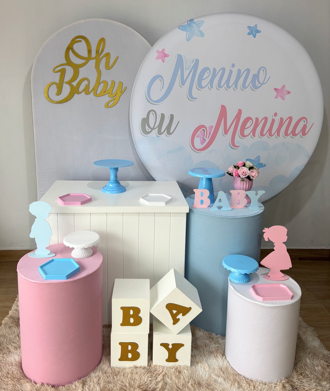 Menino Ou Menina Com Painel Romano - Gi Festas  Pegue e Monte