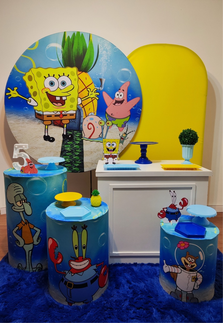 Bob Esponja Com Painel Romano - Gi Festas  Pegue e Monte