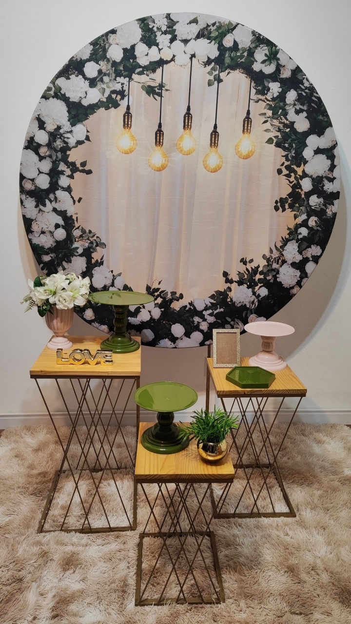 Floral Com Luzes, Bandejas Verdes - Gi Festas  Pegue e Monte