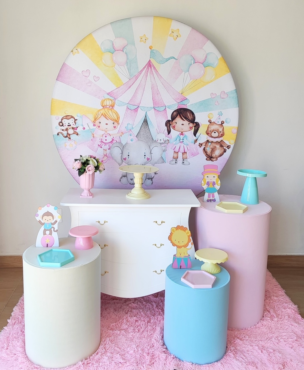 Circo Rosa Com Cômoda - Gi Festas  Pegue e Monte