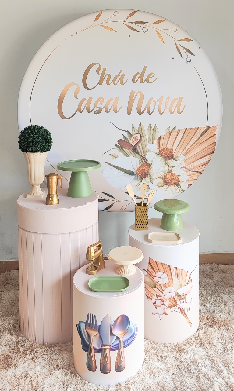 Chá Casa Nova Bege - Gi Festas  Pegue e Monte