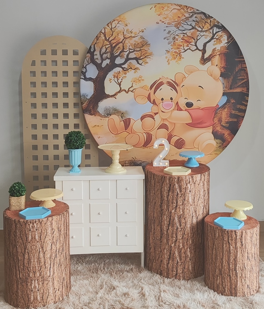Ursinho Pooh Com Painel Treliça - Gi Festas  Pegue e Monte