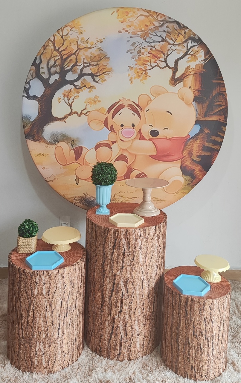 Ursinho Pooh Com Cilindros Tronco - Gi Festas  Pegue e Monte