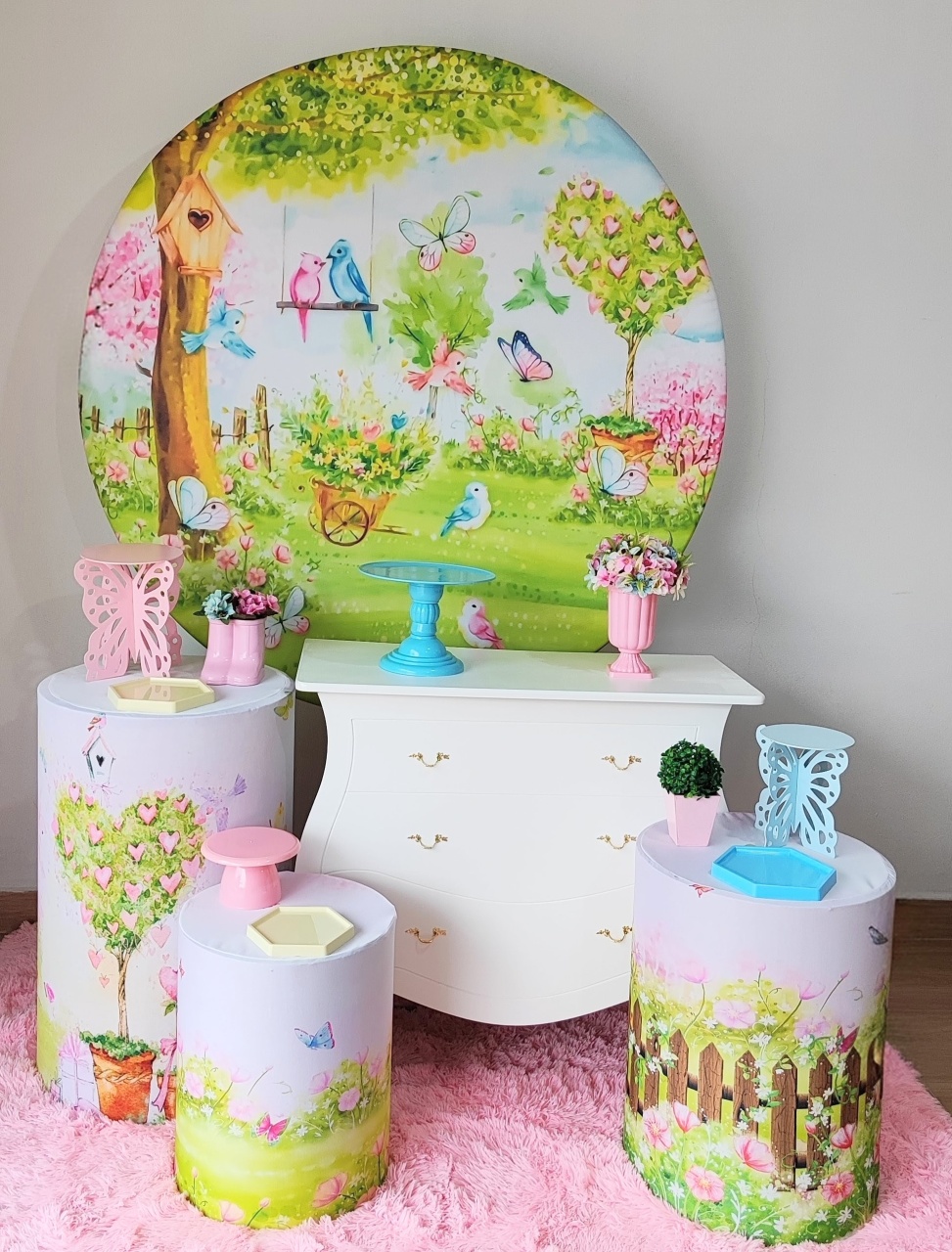 Jardim Encantado Passarinho Com Cômoda - Gi Festas  Pegue e Monte