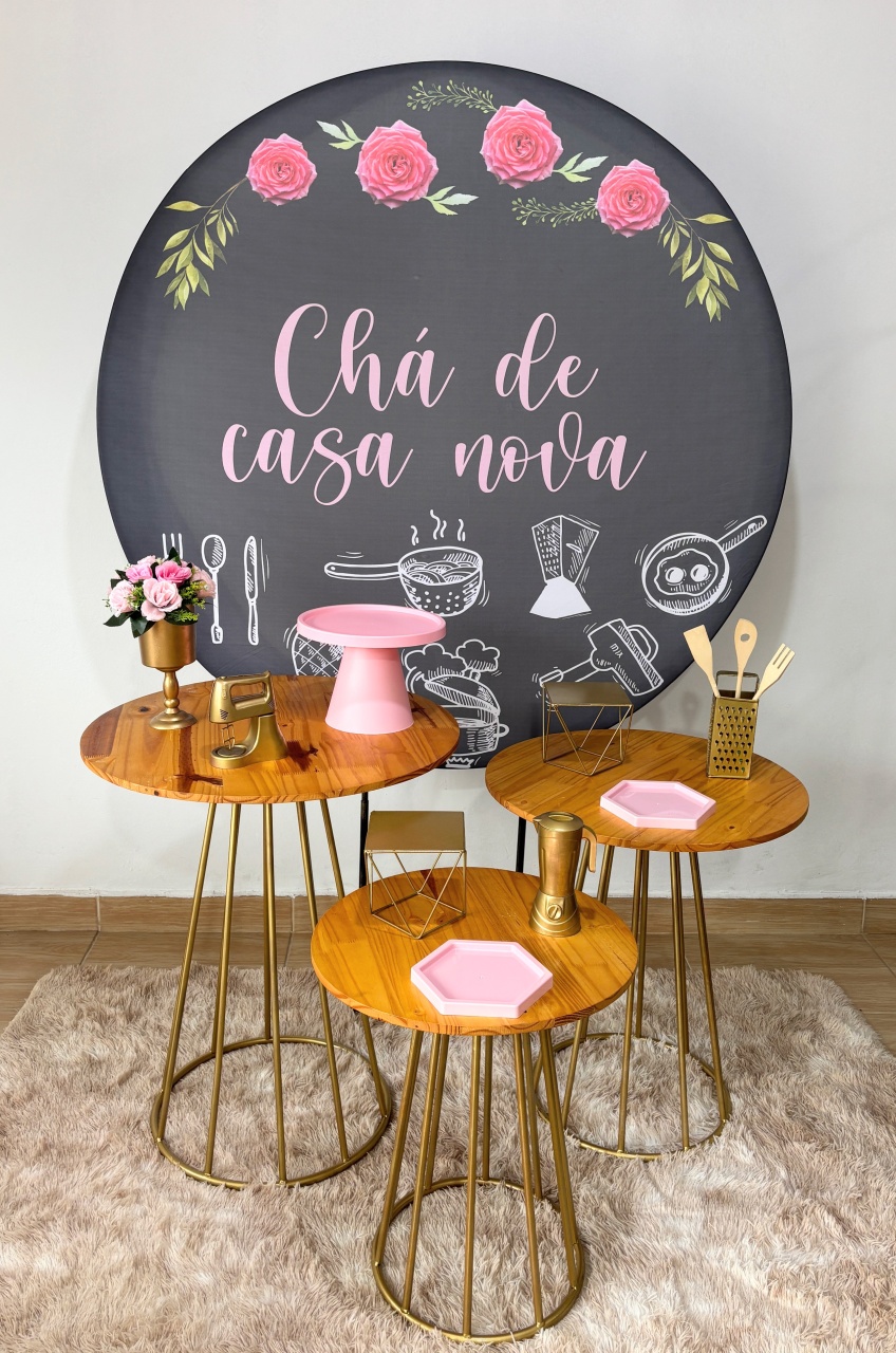 Chá Casa Nova Com Mesas Redondas - Gi Festas  Pegue e Monte