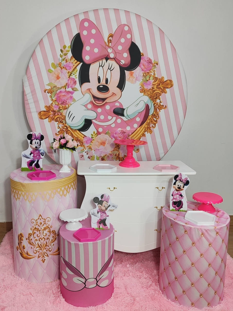 Minie Rosa Com Cômoda - Gi Festas  Pegue e Monte