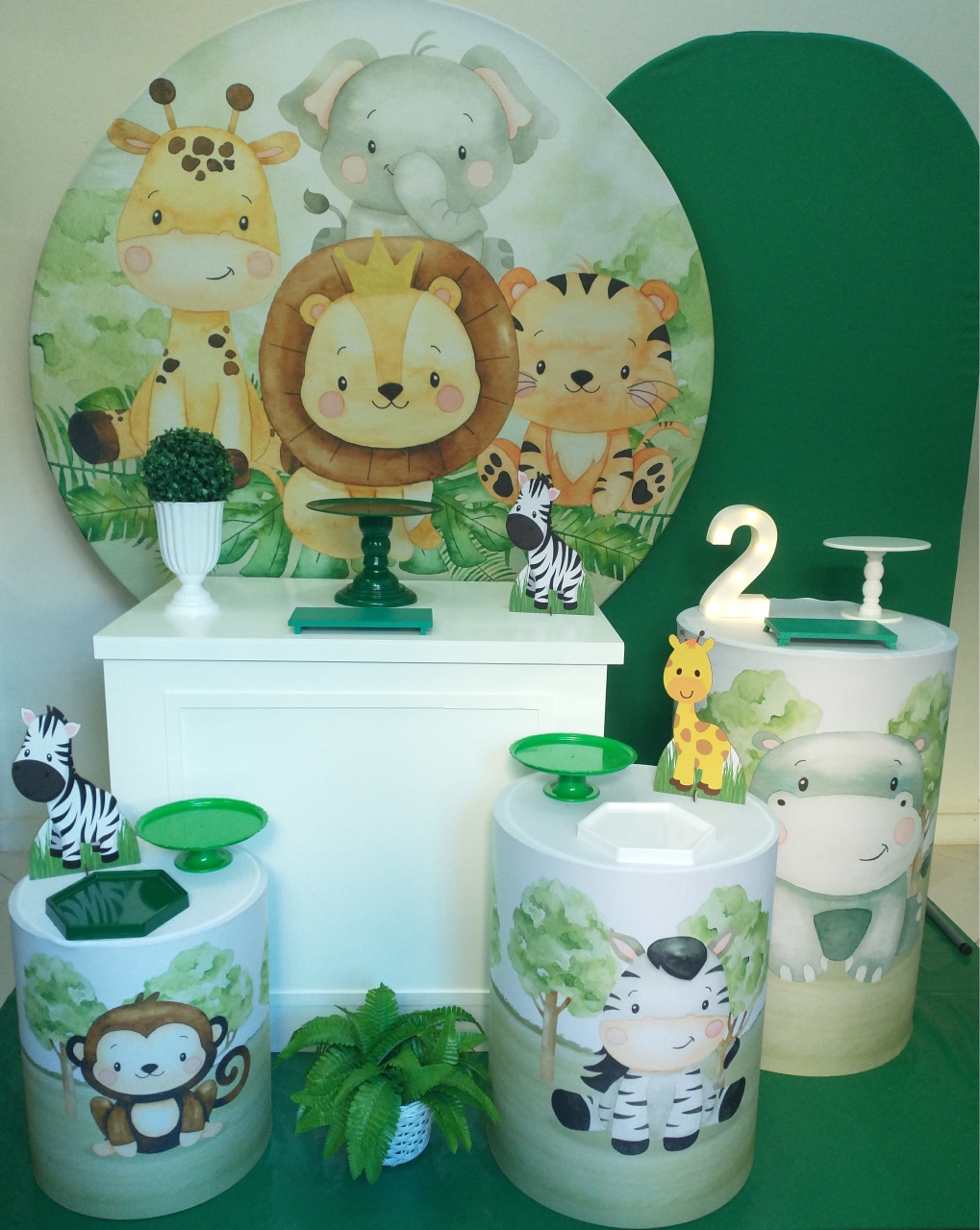 Safari Baby Com Painel Romano - Gi Festas  Pegue e Monte