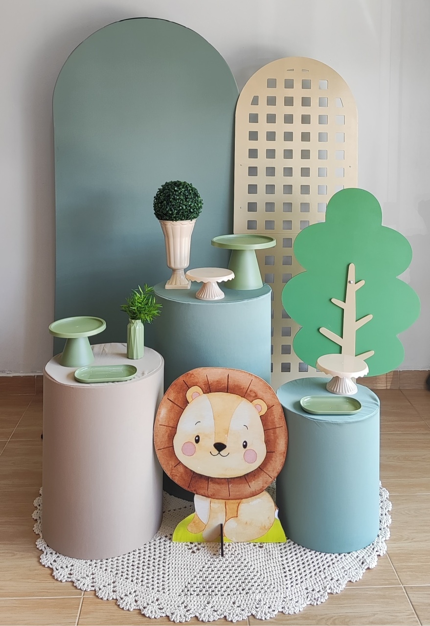 Safari Baby Verde E Bege Com 2 Painéis - Gi Festas  Pegue e Monte