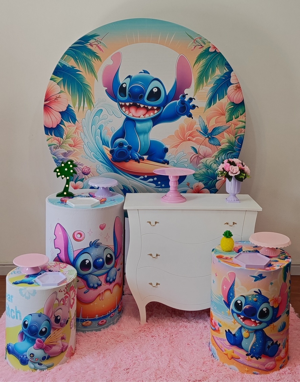 Stich Tropical Com Cômoda - Gi Festas  Pegue e Monte