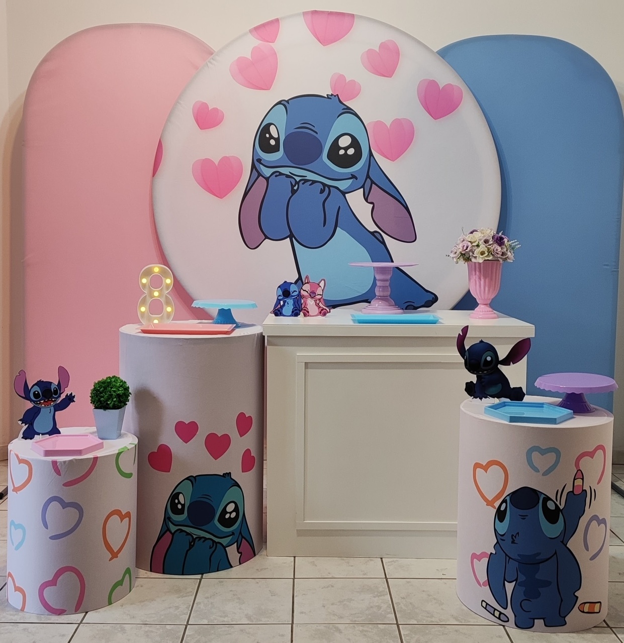 Stich Com 2 Painel Romano - Gi Festas  Pegue e Monte