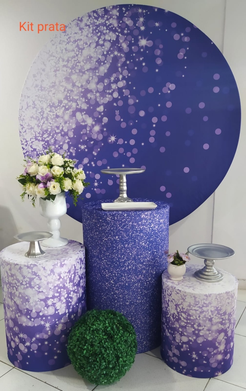 Kit Gleatter Azul Prata - Inspire Festas