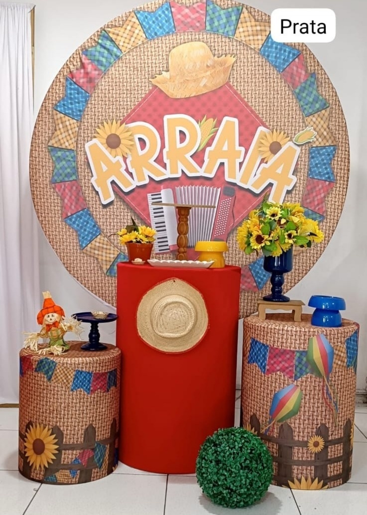 Kit Arraiá Girassol Com Chapeu Prata - Inspire Festas