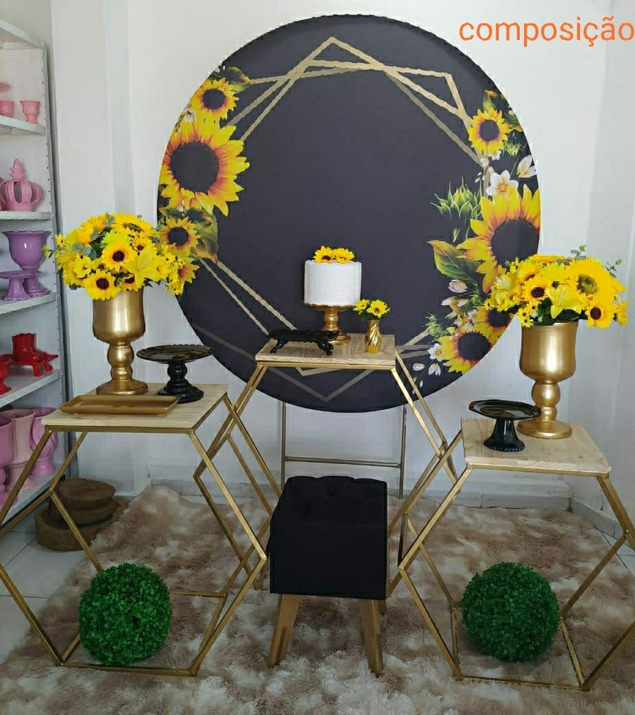 Kit Girassol Mesa Colméia Composição - Inspire Festas
