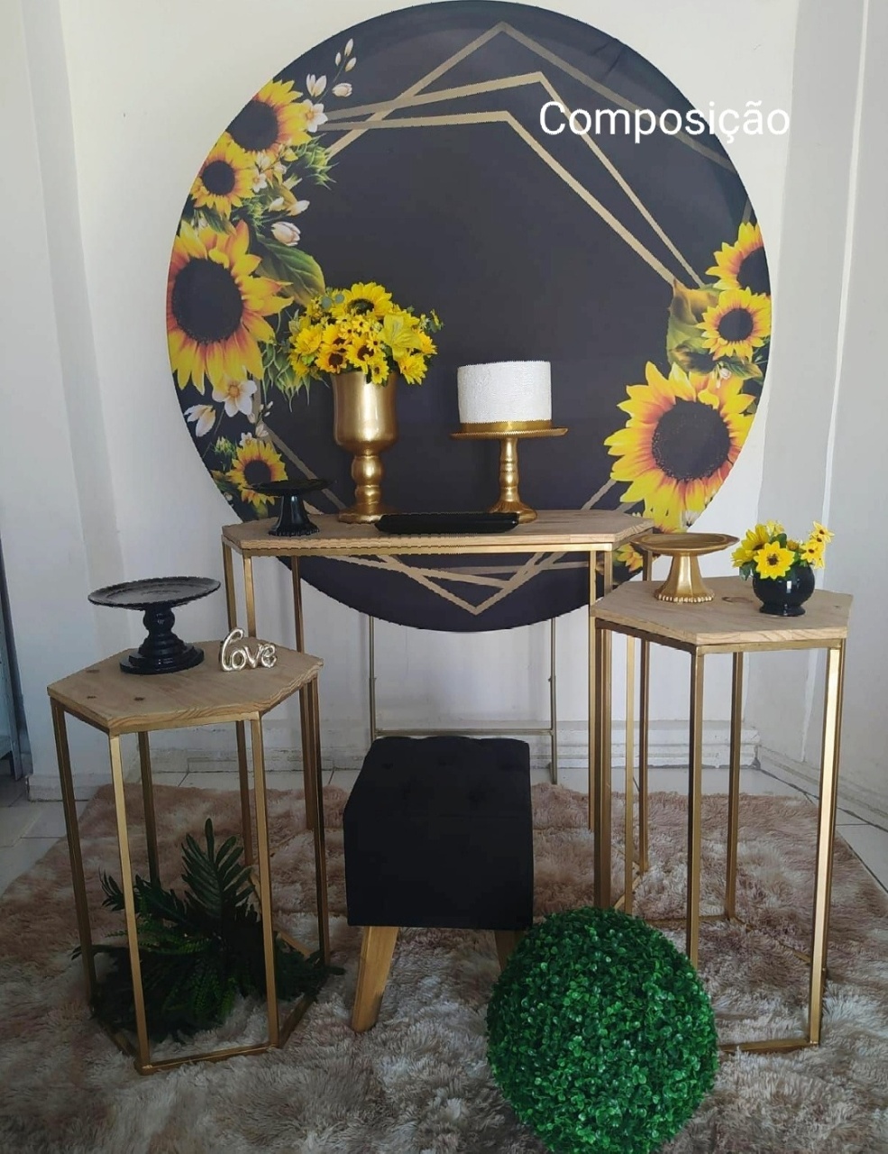 Kit Girassol Mesa Sextavada - Inspire Festas