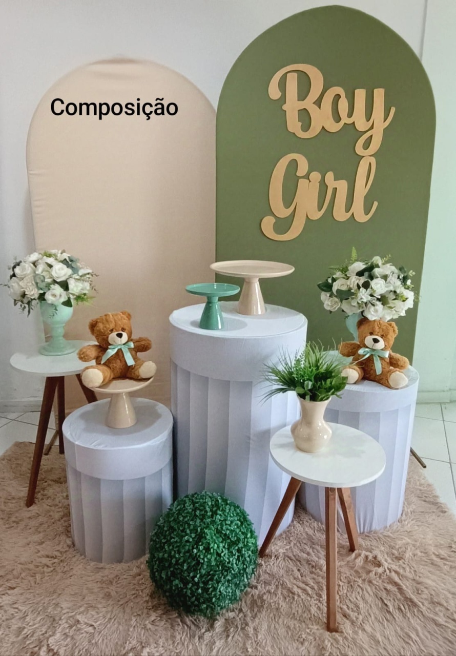Kit Chá Revelação Verde E Nude Cilindro Com Capa Composição - Inspire Festas