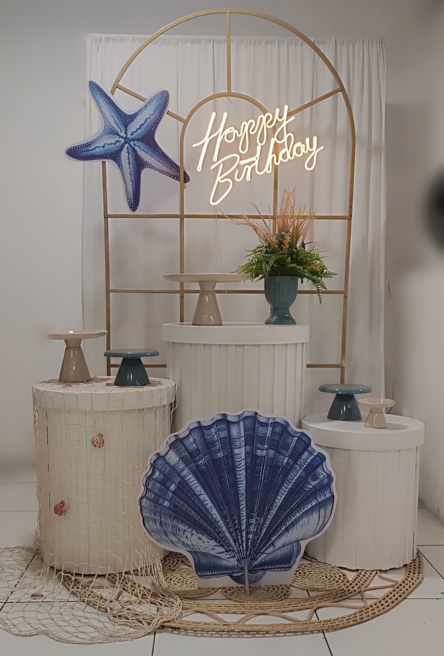 Kit Mar Azul Portal Romano Dourado Composição - Inspire Festas