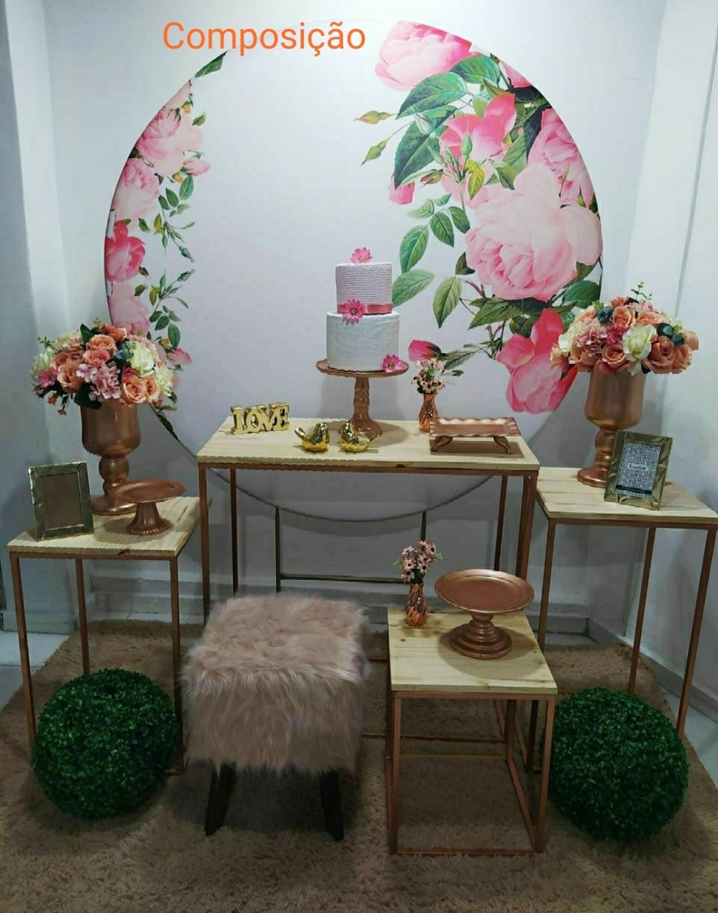 Kit Floral Branco Com Rosa Composição - Inspire Festas